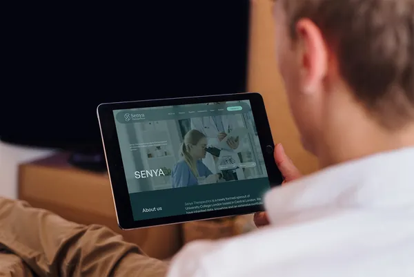 A website shown on a tablet